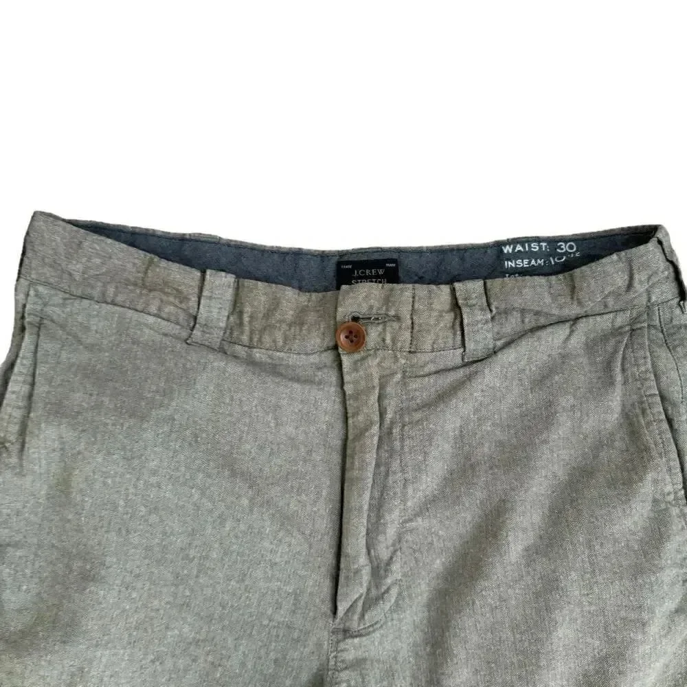 J Crew Olive Army Green Casual  Cotton Blend Flat Front Chino Sz 30 #1932